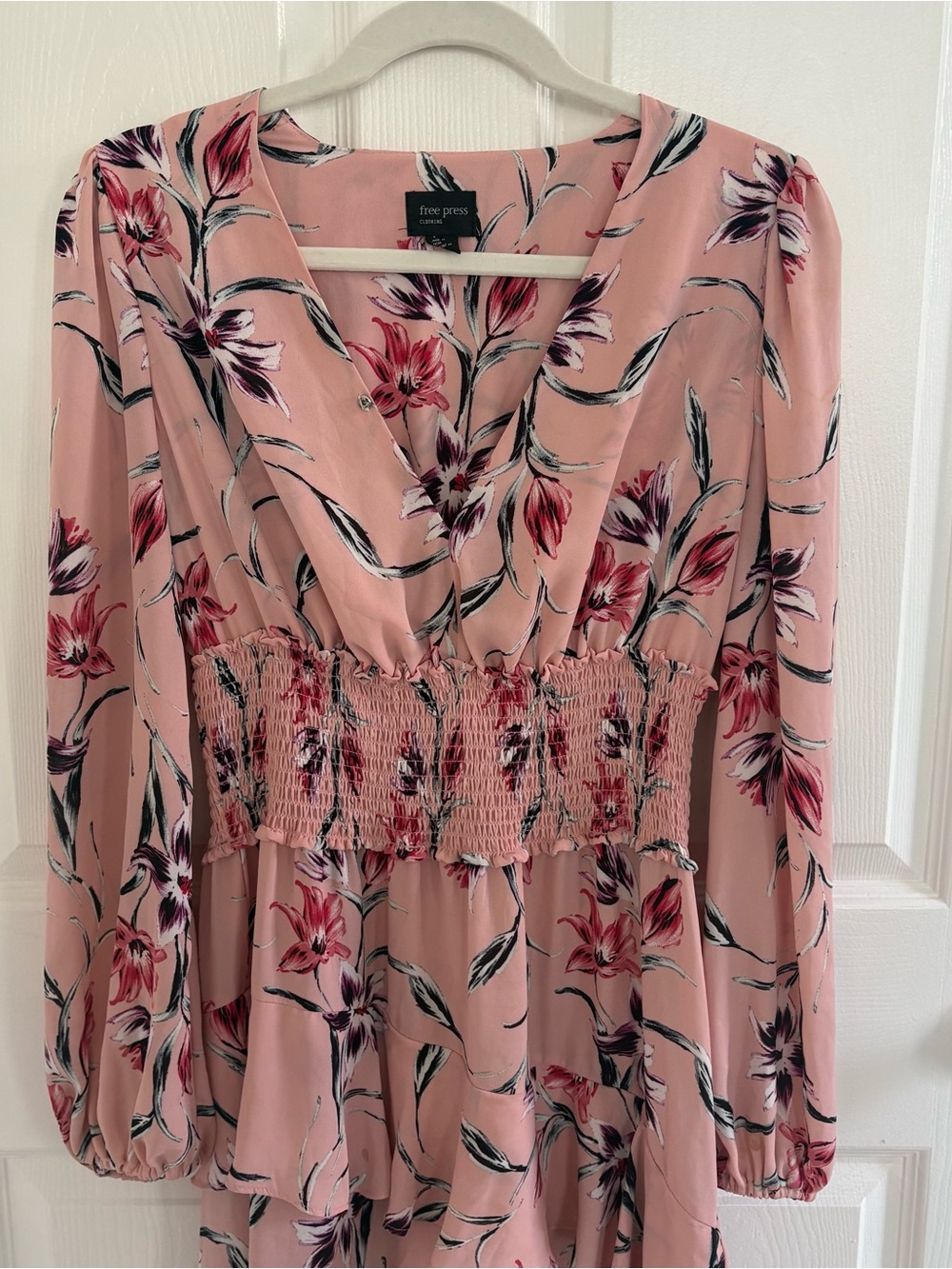 free press Pink Floral Smocked Waist Maxi Dress - Picture 3 of 7